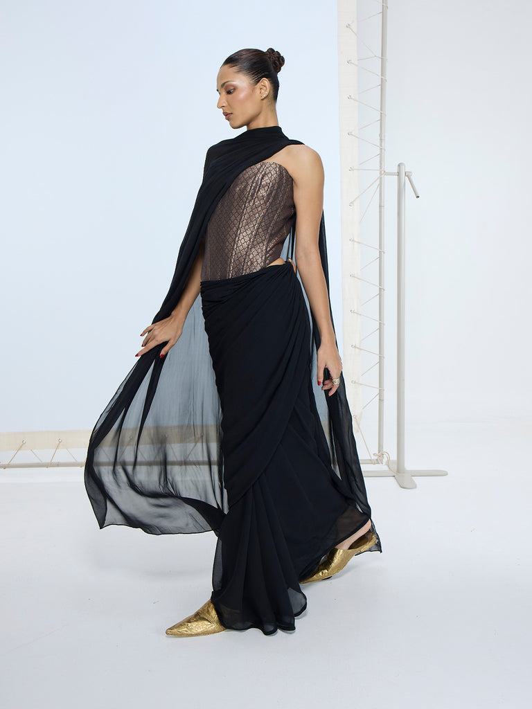 Handwoven Black Chiffon Cape