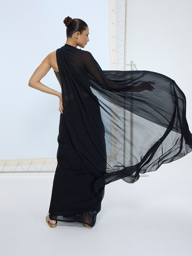 Handwoven Black Chiffon Cape