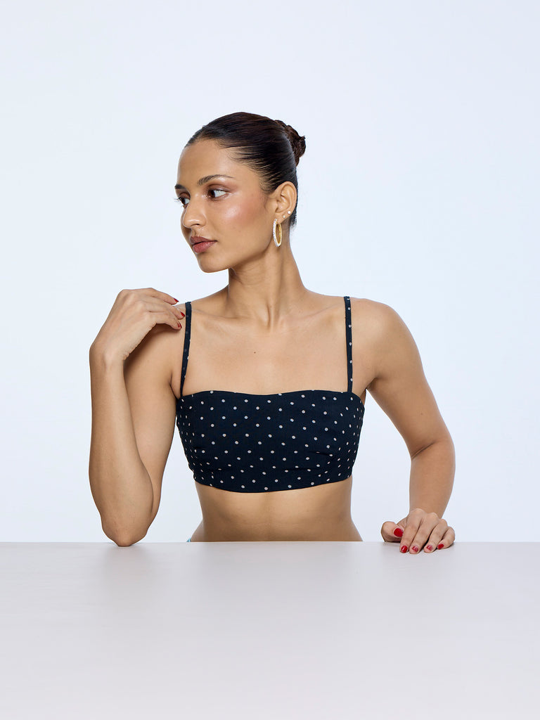 Midnight Black Polka Dot Blouse from Palak X Ekaya