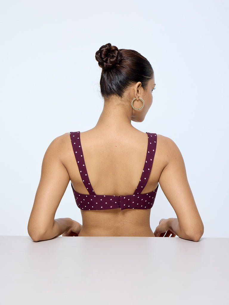 Maroon Polka Dot Blouse from Palak X Ekaya