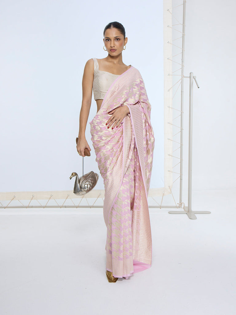 The Pink and Gold Gerum Saree