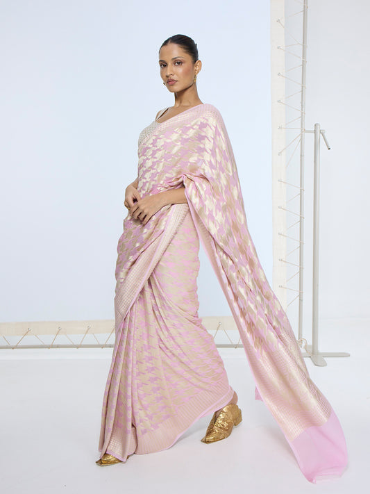 The Pink and Gold Gerum Saree