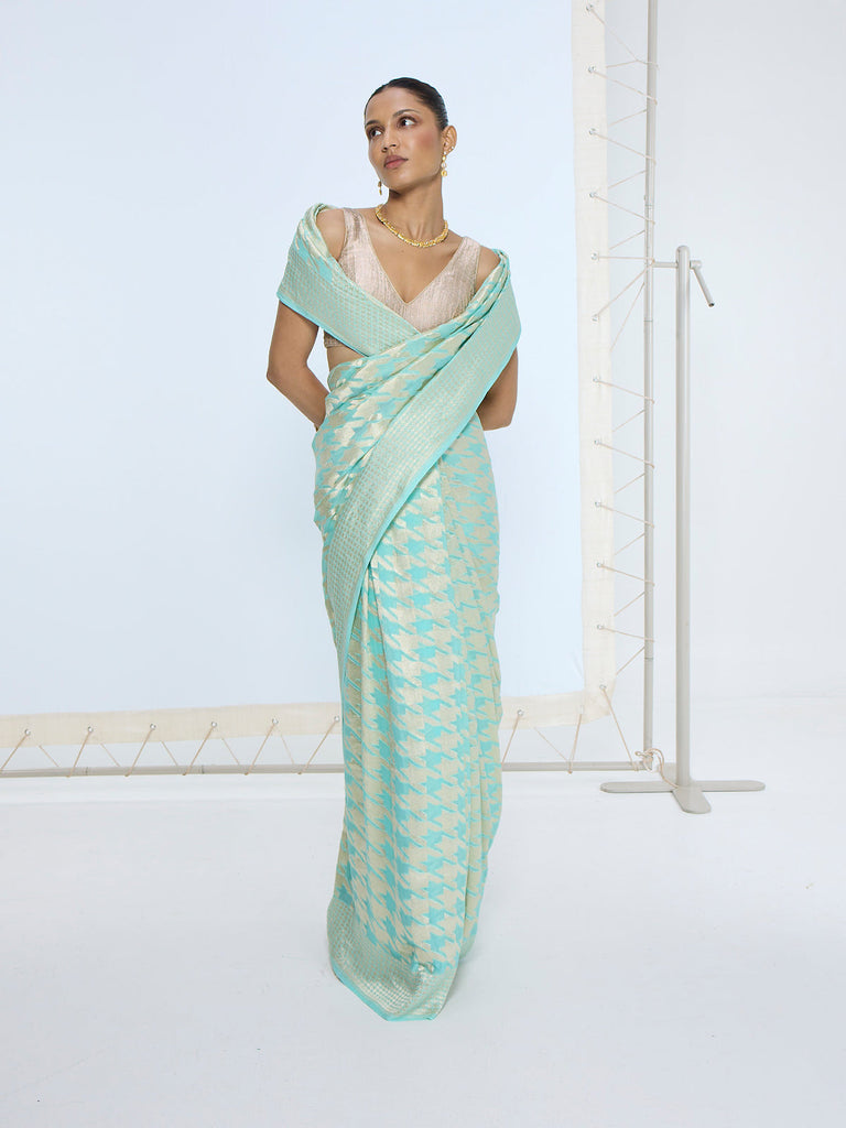 The Teal Blue Gerum Saree