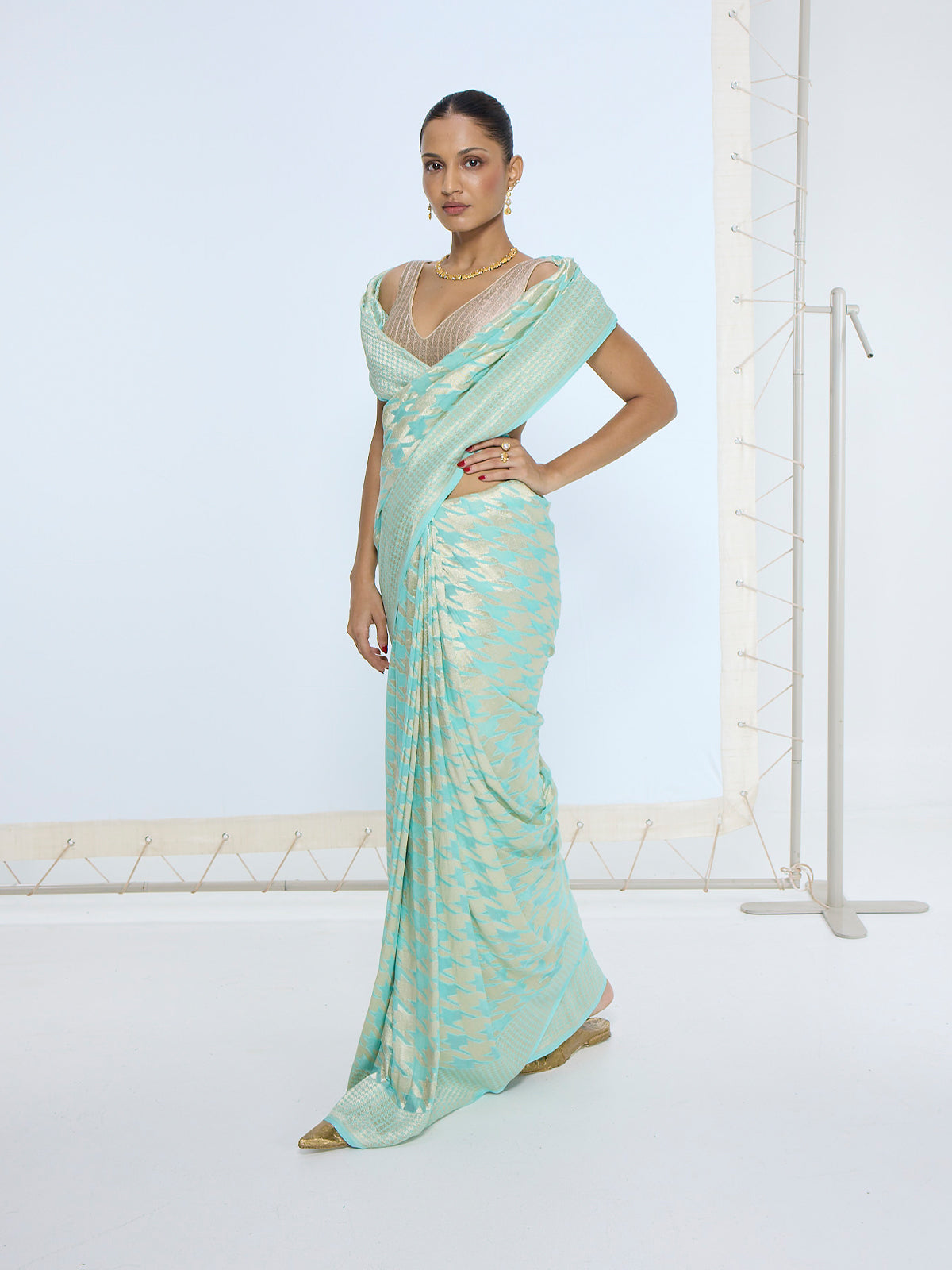The Teal Blue Gerum Saree