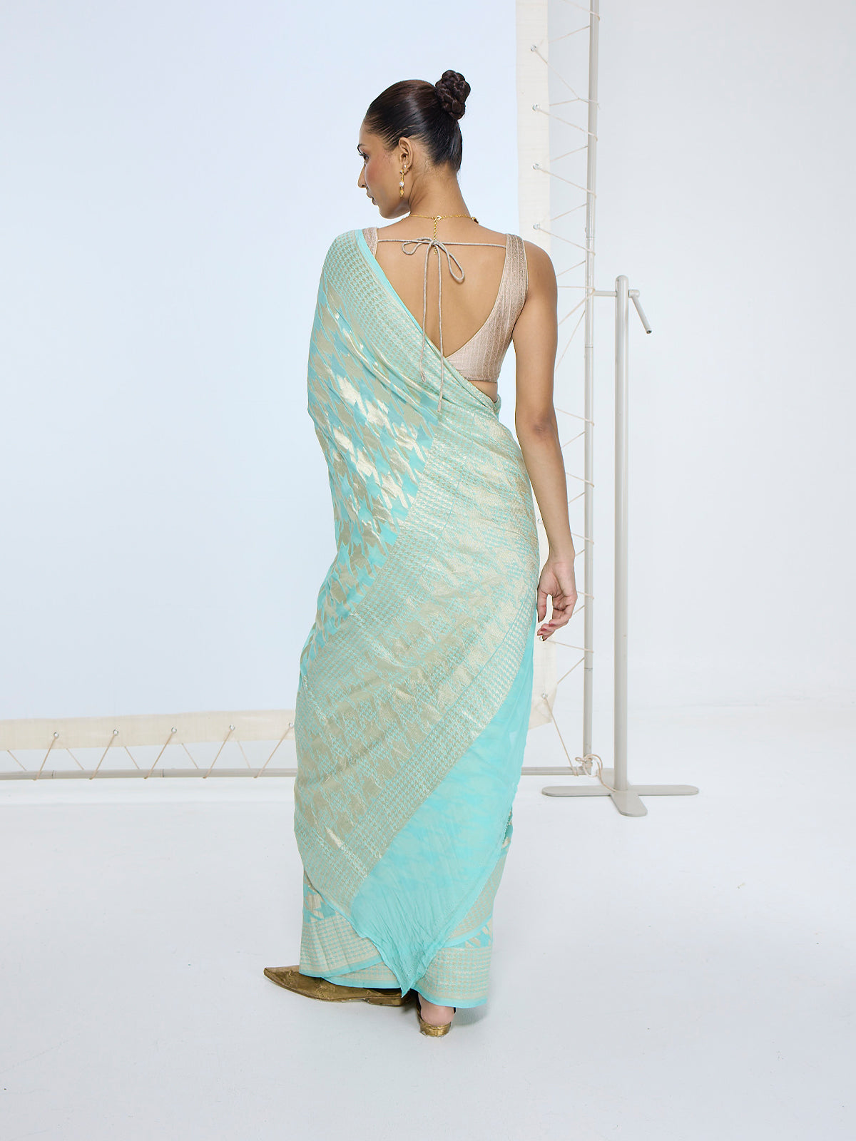 The Teal Blue Gerum Saree