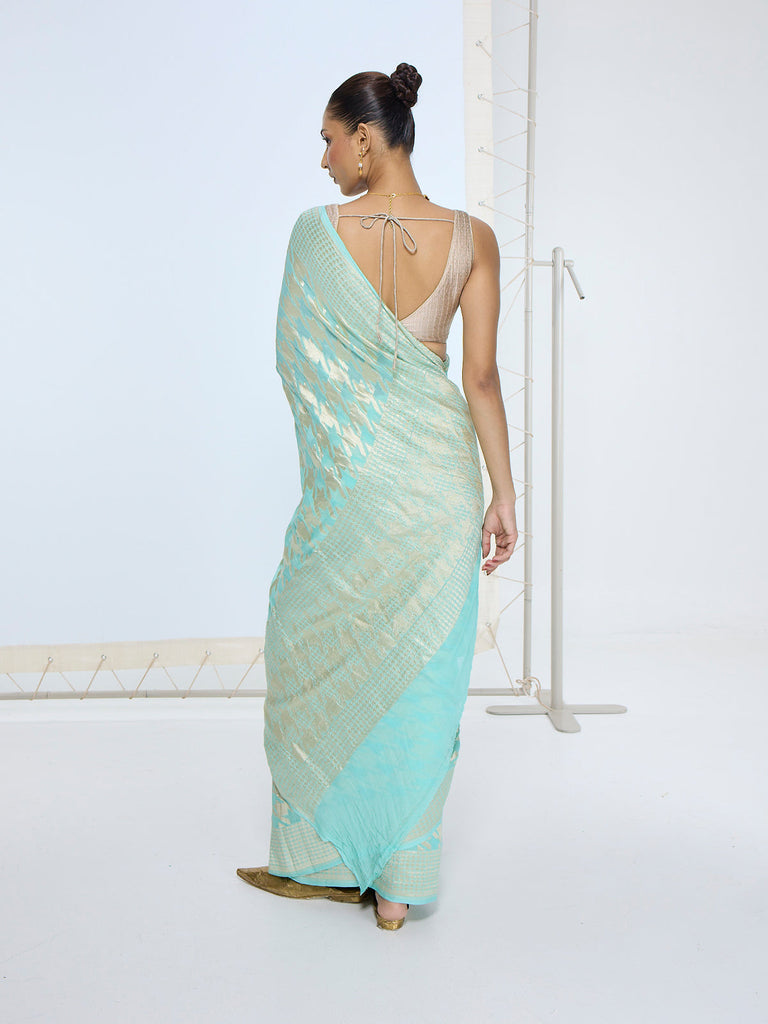 The Teal Blue Gerum Saree