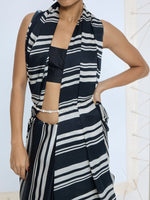 Black & White Striped Saree