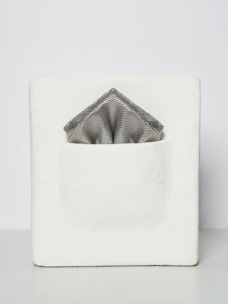 Handwoven Stone Grey Georgette Pocket Square