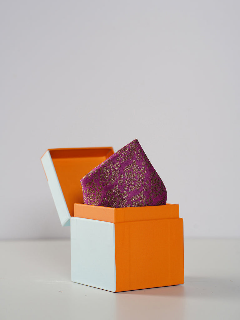 Handwoven Purple Silk Pocket Square