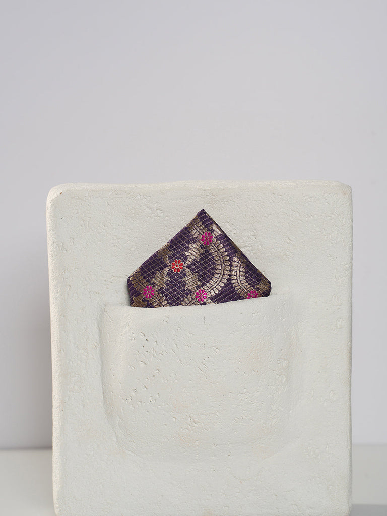 Handwoven Blue Silk Pocket Square