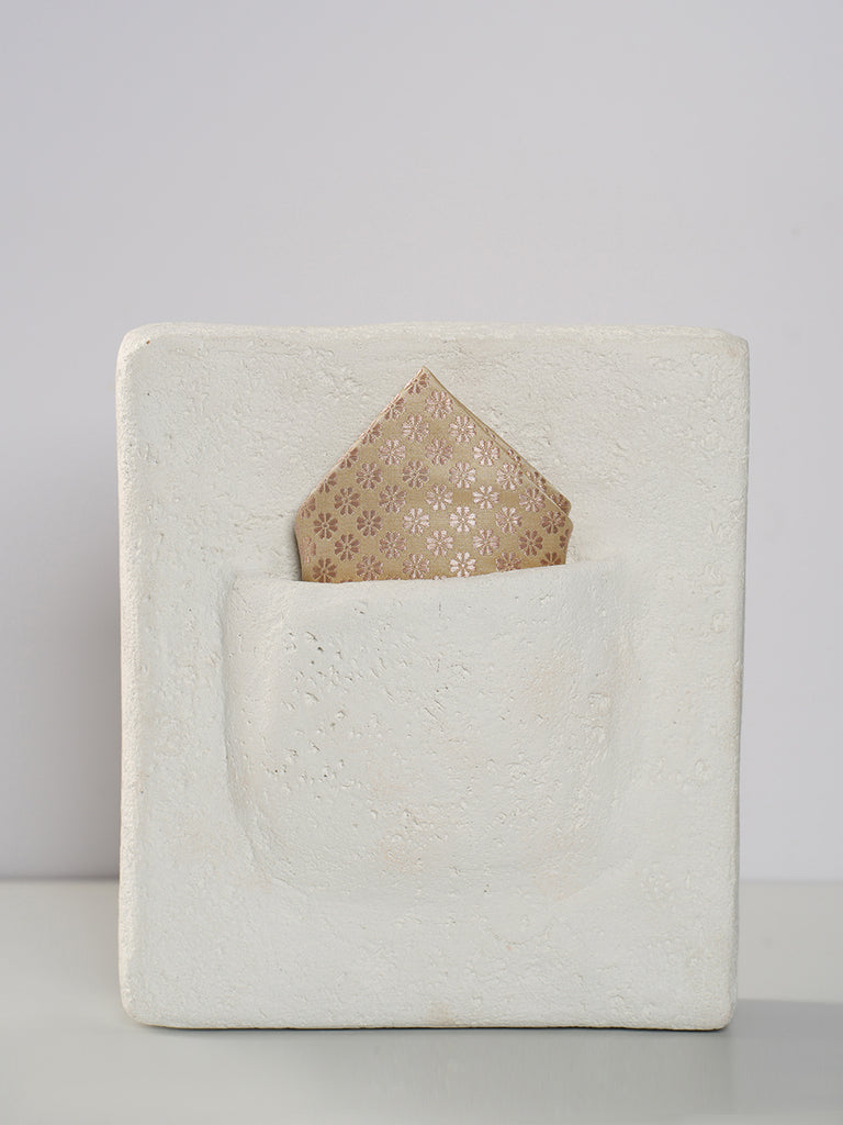 Handwoven Beige Silk Pocket Square