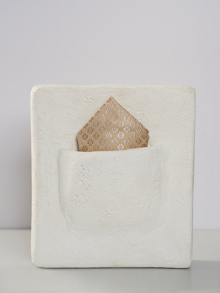 Handwoven Beige Silk Pocket Square