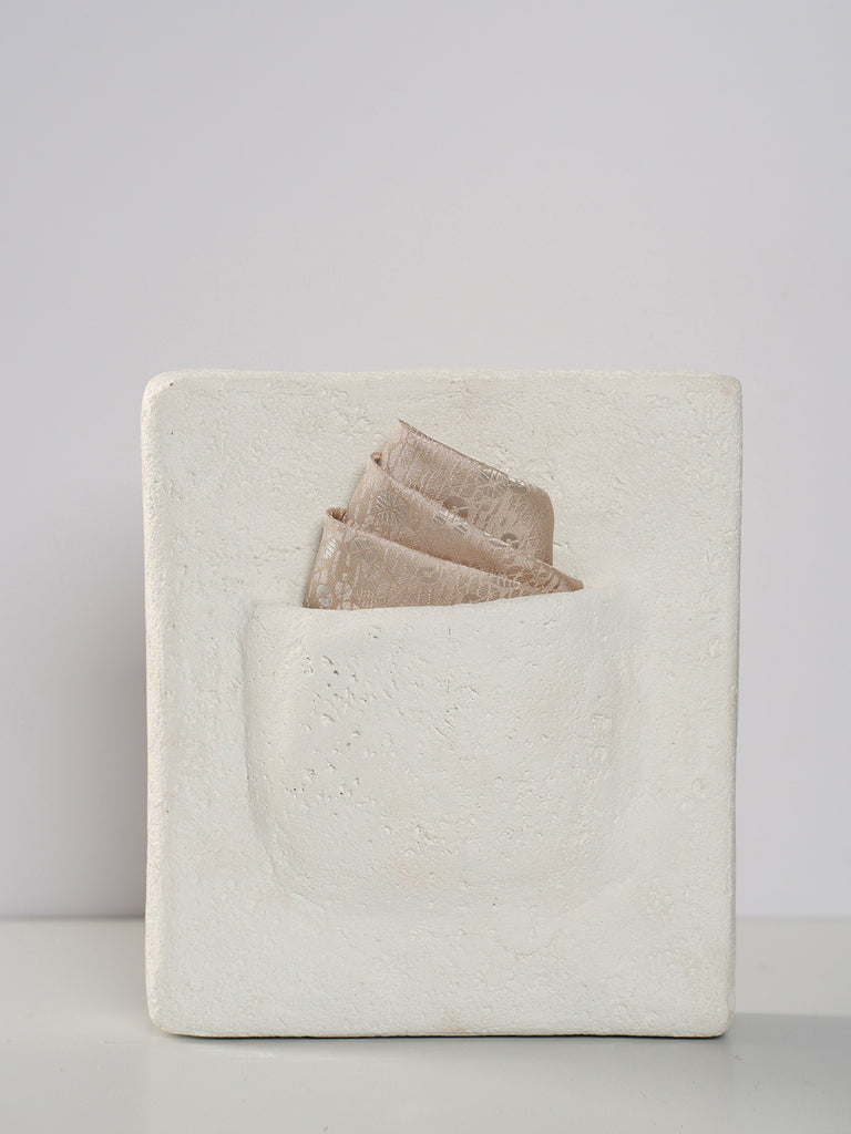 Handwoven Beige Silk Pocket Square