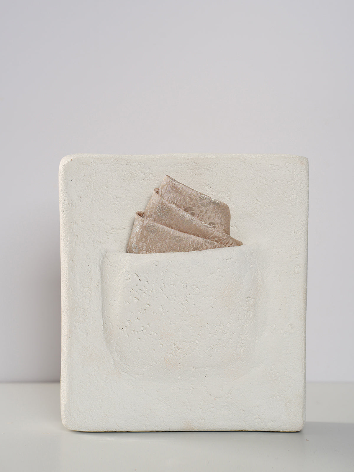 Handwoven Beige Silk Pocket Square