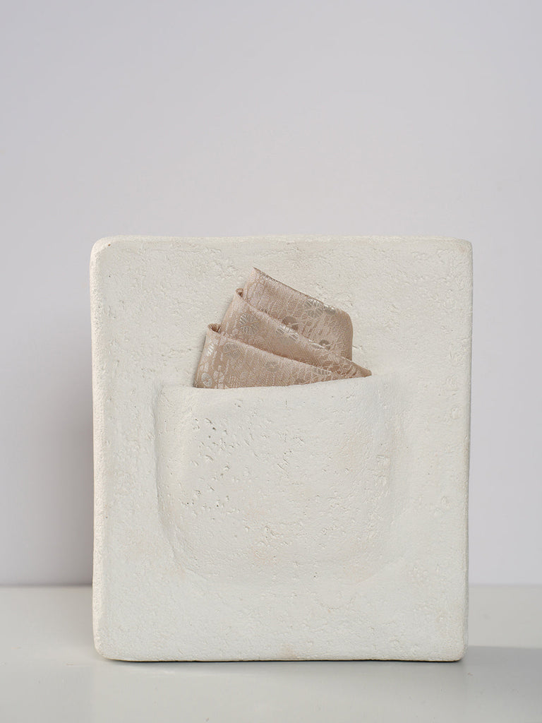 Handwoven Beige Silk Pocket Square