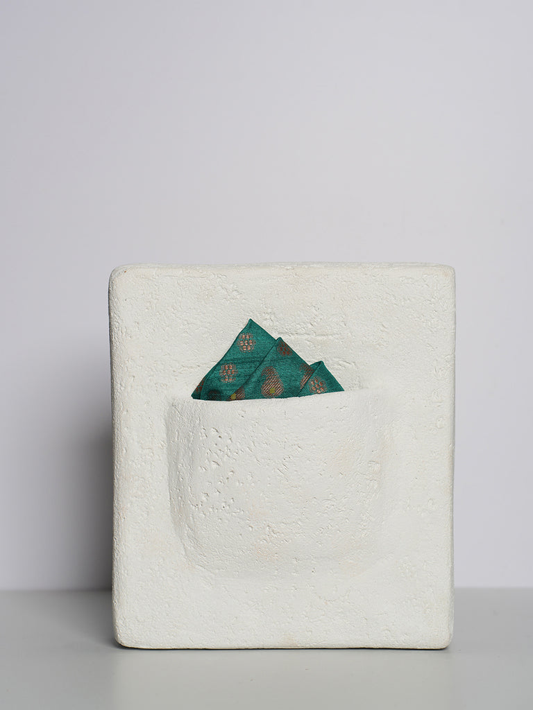 Handwoven Green Silk Pocket Square