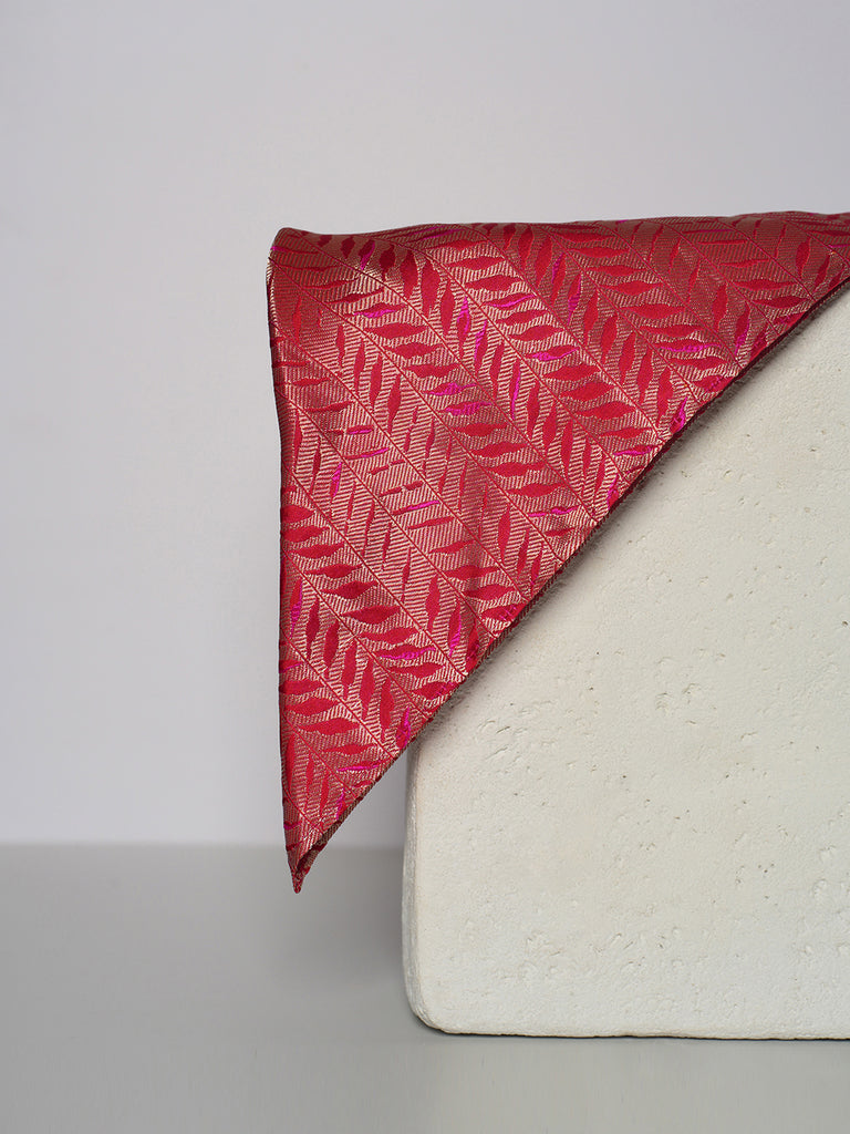Handwoven Red Silk Pocket Square