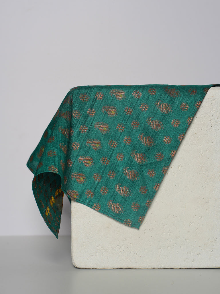 Handwoven Green Silk Pocket Square