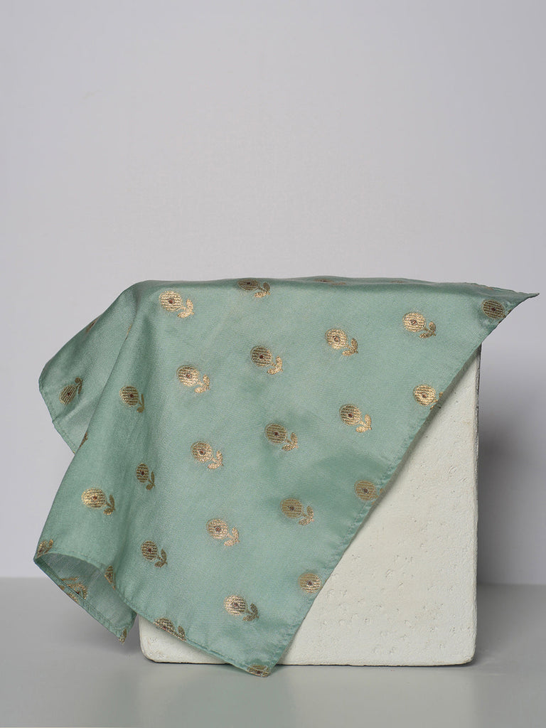 Handwoven Blue Silk Pocket Square