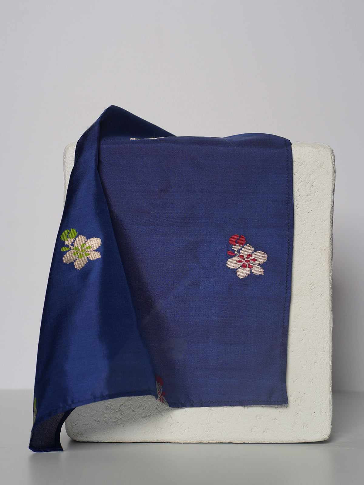 Handwoven Blue Silk Pocket Square