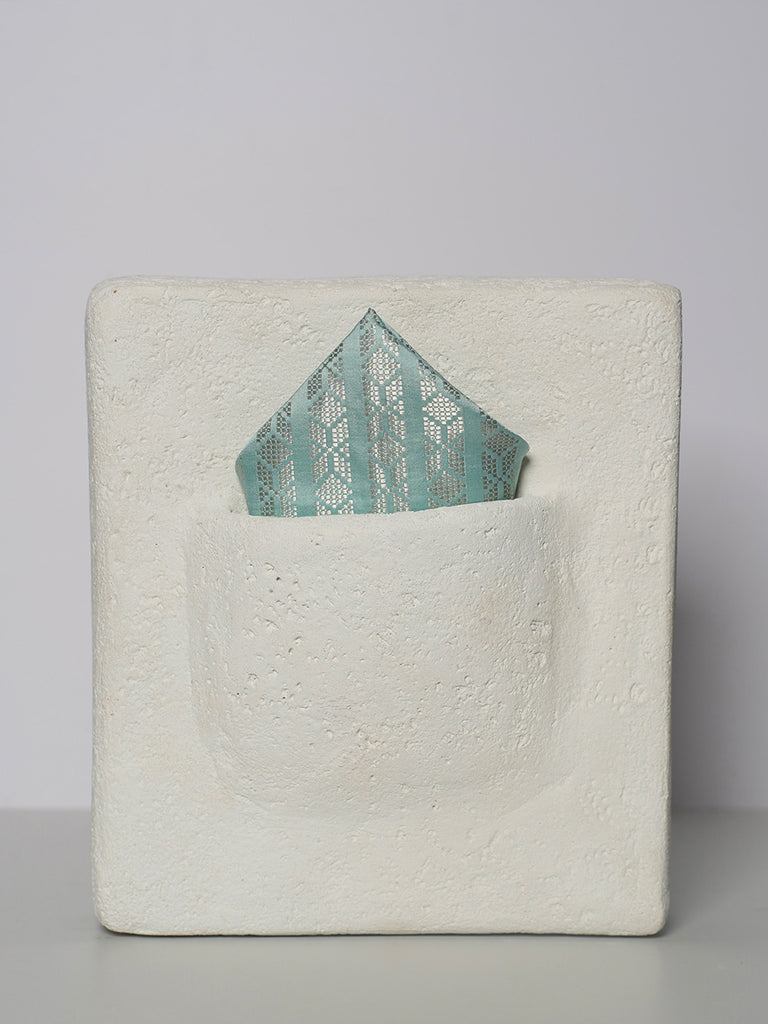 Handwoven Blue Silk Pocket Square