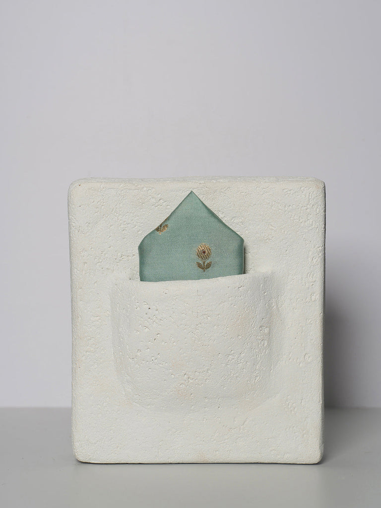 Handwoven Blue Silk Pocket Square