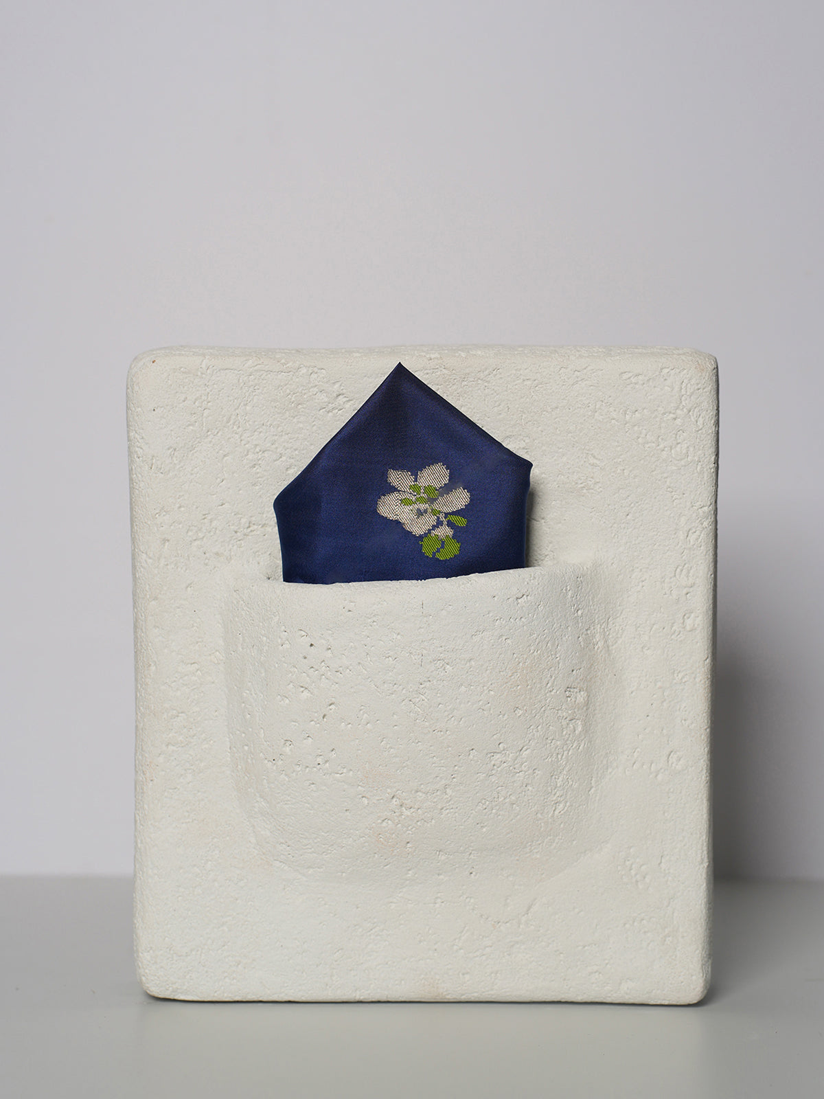Handwoven Blue Silk Pocket Square