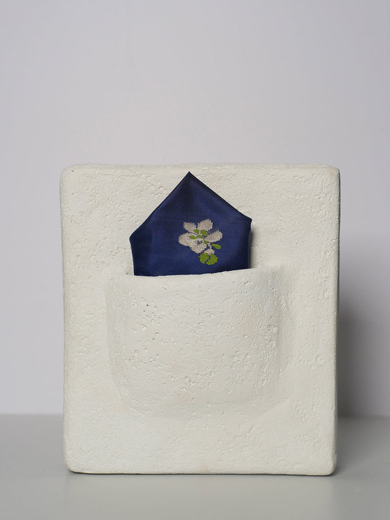 Handwoven Blue Silk Pocket Square