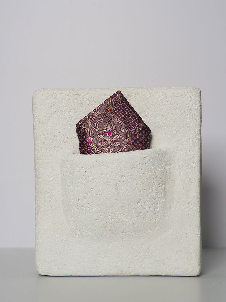 Handwoven Purple Silk Pocket Square