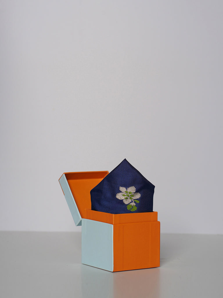 Handwoven Blue Silk Pocket Square