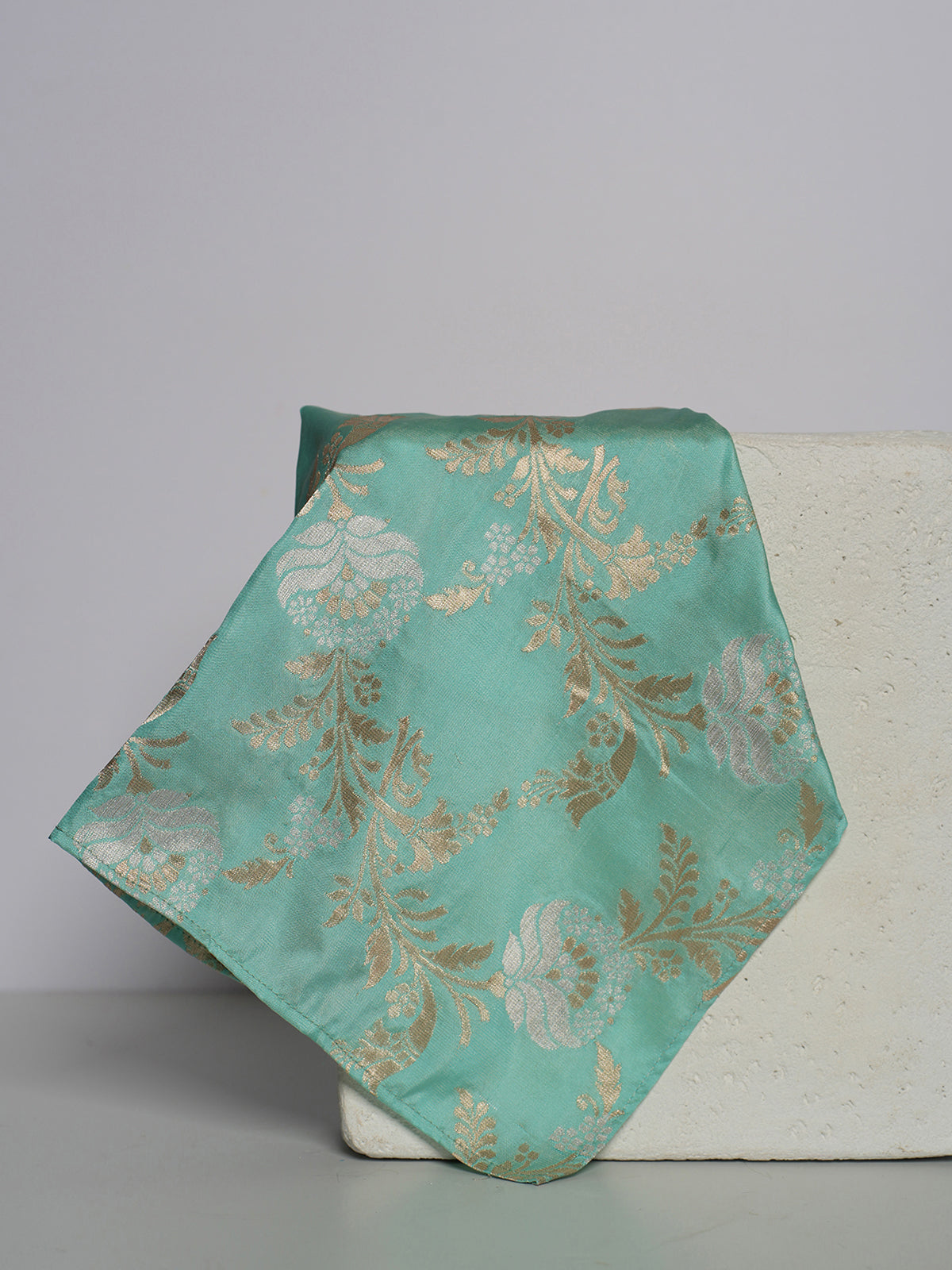Handwoven Sea Green Silk Pocket Square