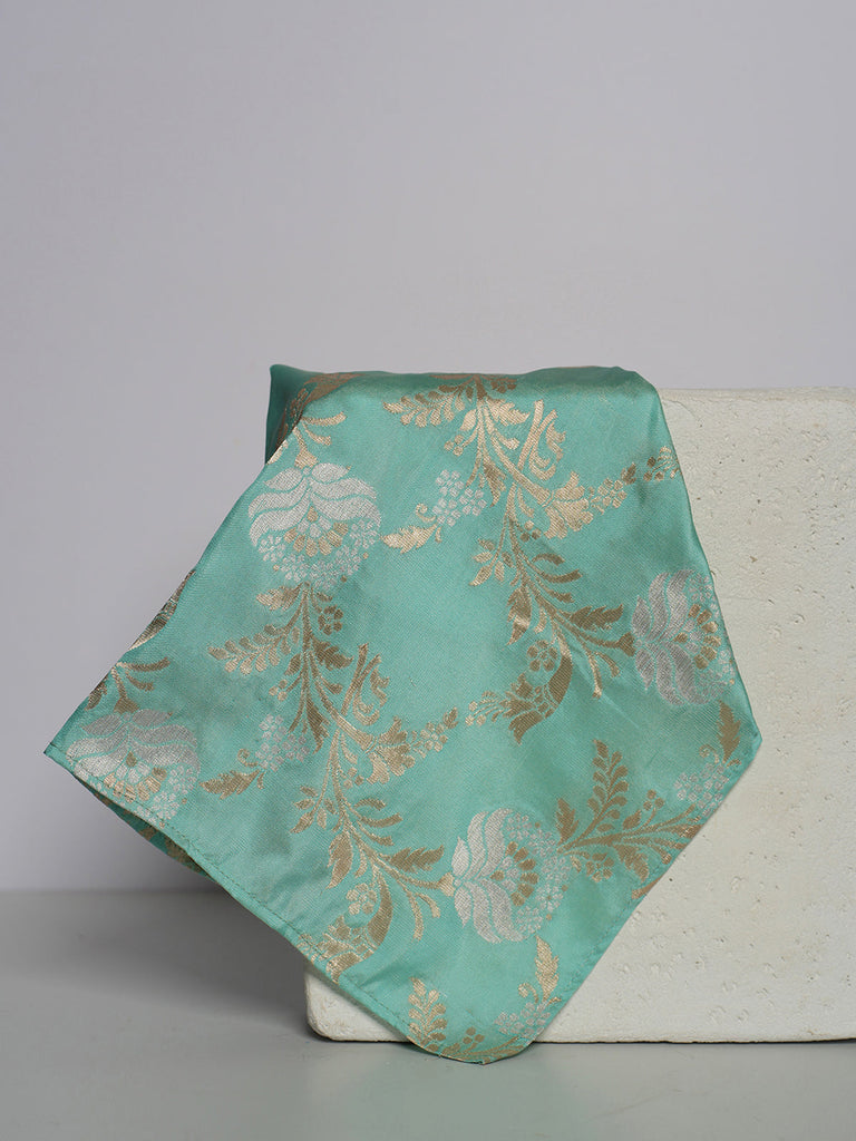 Handwoven Sea Green Silk Pocket Square