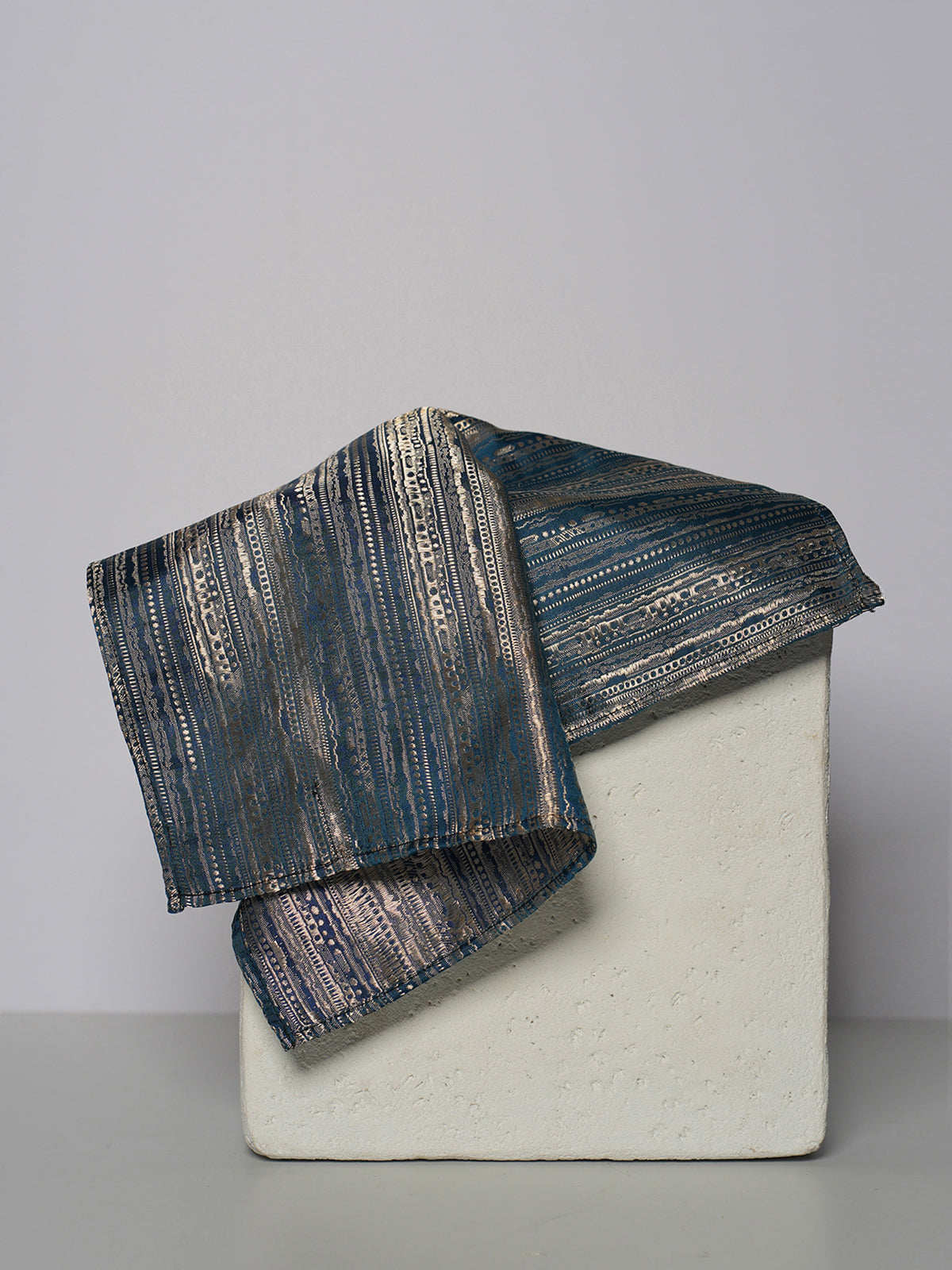 Handwoven Blue Silk Pocket Square