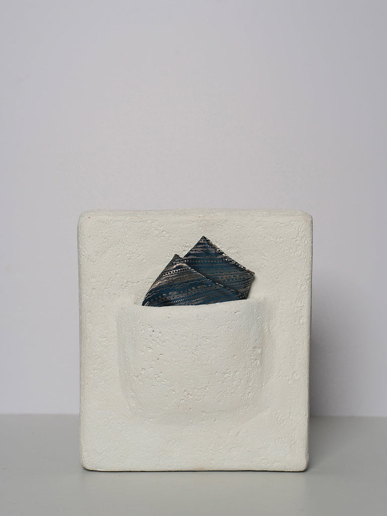 Handwoven Blue Silk Pocket Square