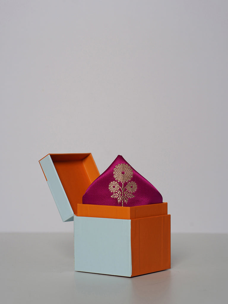 Handwoven Magenta Silk Pocket Square