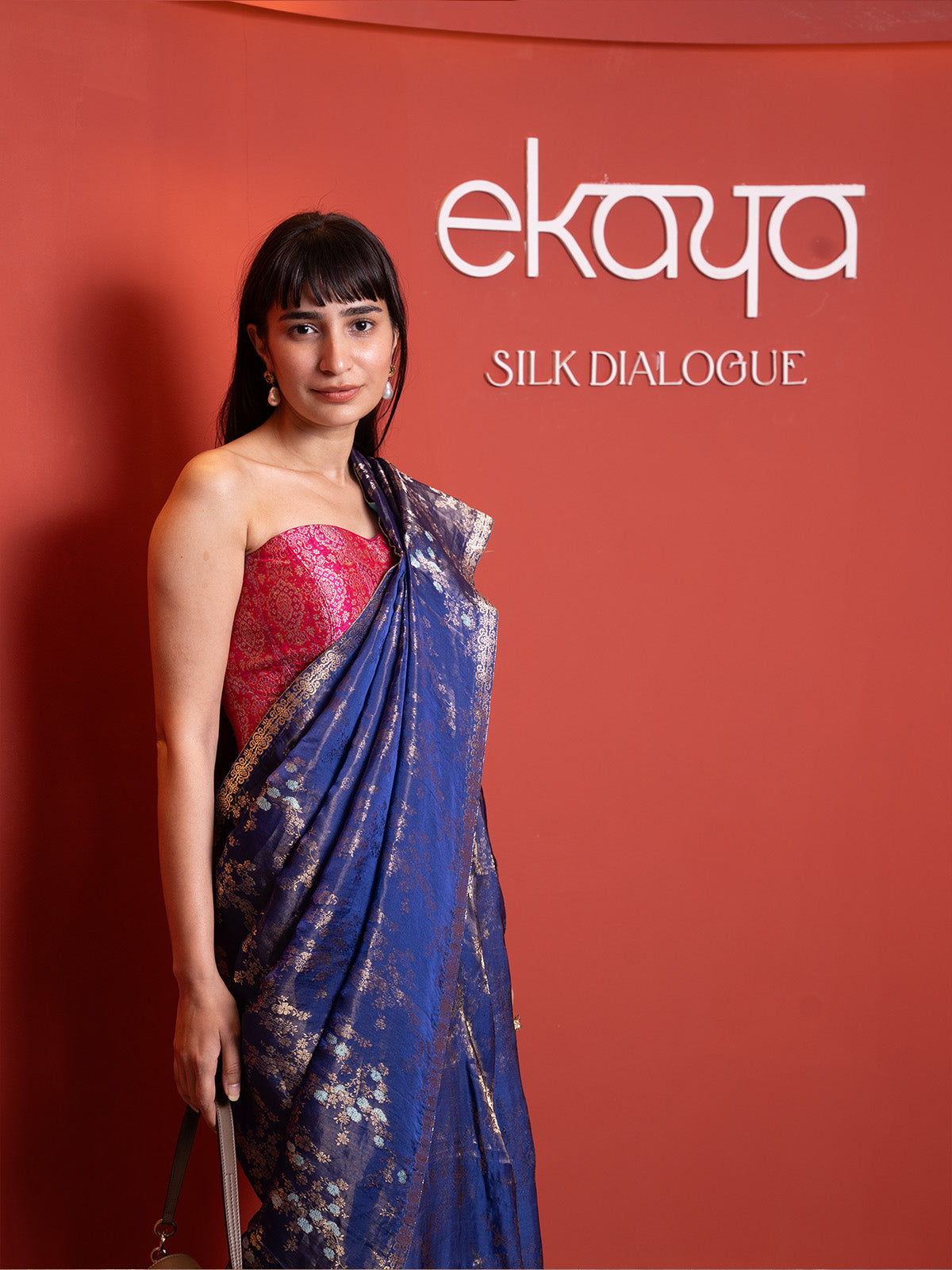 Handwoven Blue Saree with an Embroidered Border