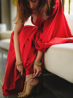 Handwoven Scarlet Satin Saree
