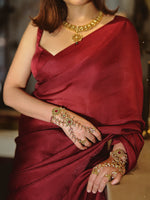 Handwoven Burgundy Rouge Silk Saree