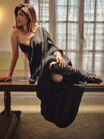 Handwoven Obsidian Black Silk Saree