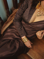 Handwoven Espresso Brown Silk Saree