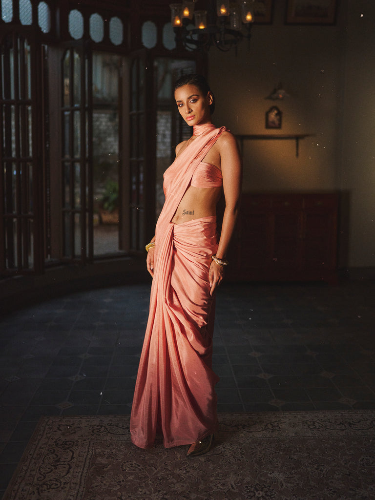 Handwoven Dusty Rose Silk Saree