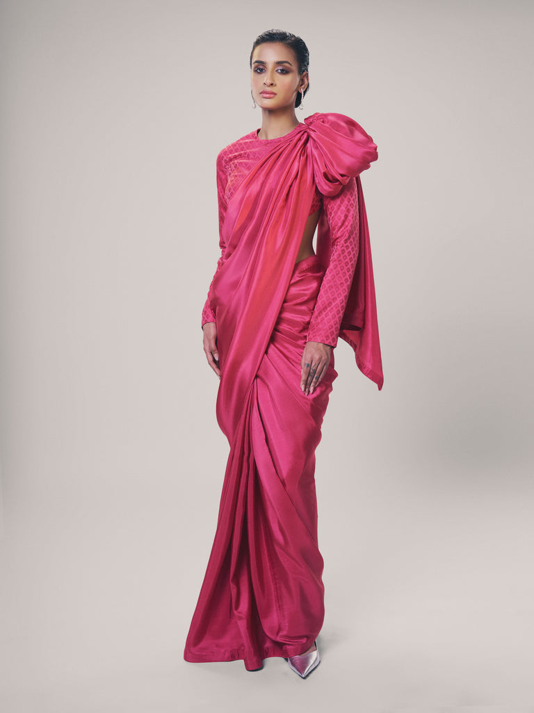Handwoven Flamingo Pink Saree