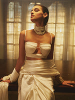 Handwoven Porcelain White Silk Saree