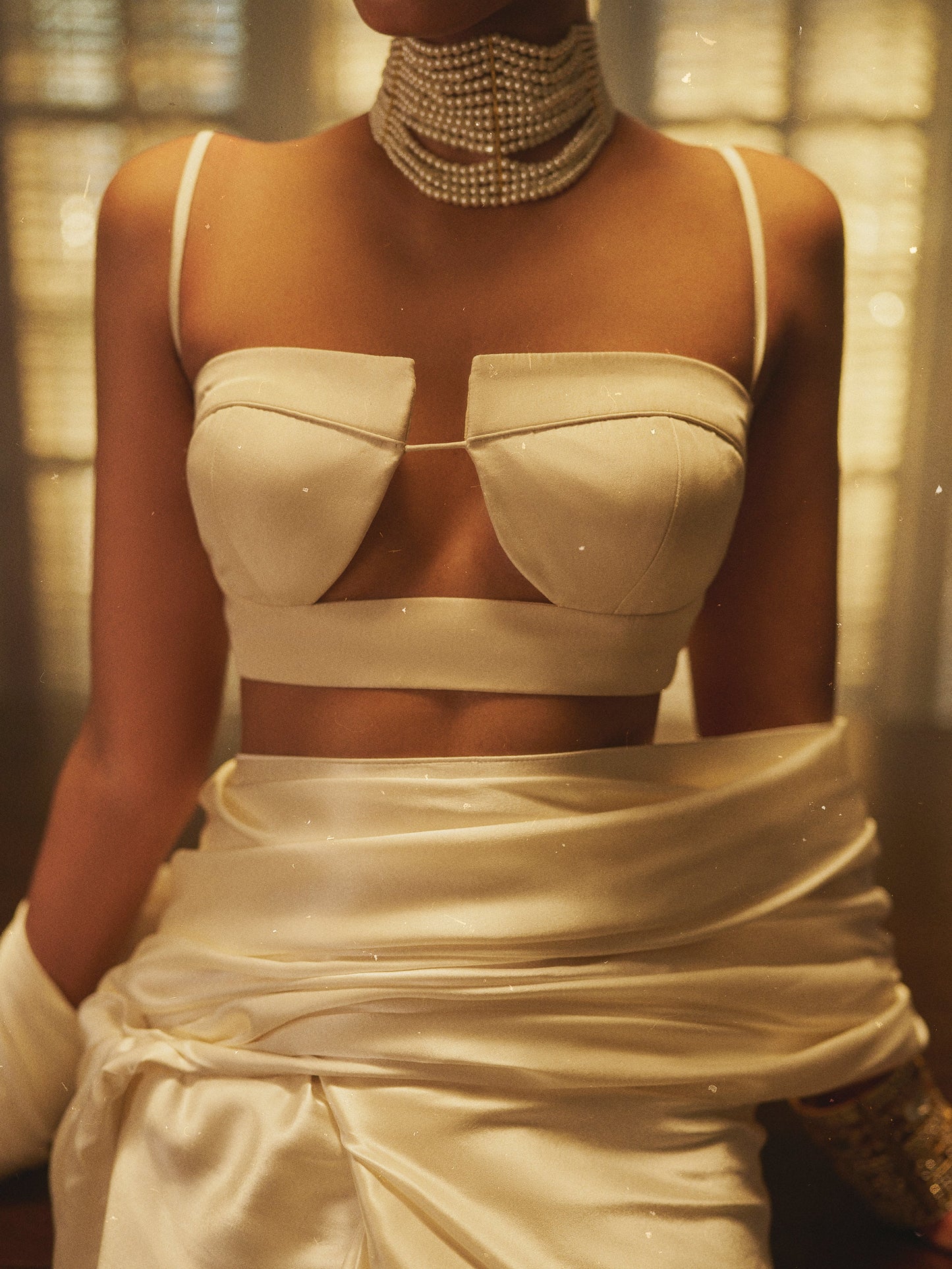 Handwoven Porcelain White Silk Saree