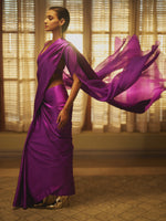 Handwoven Electric Purple Satin Saree