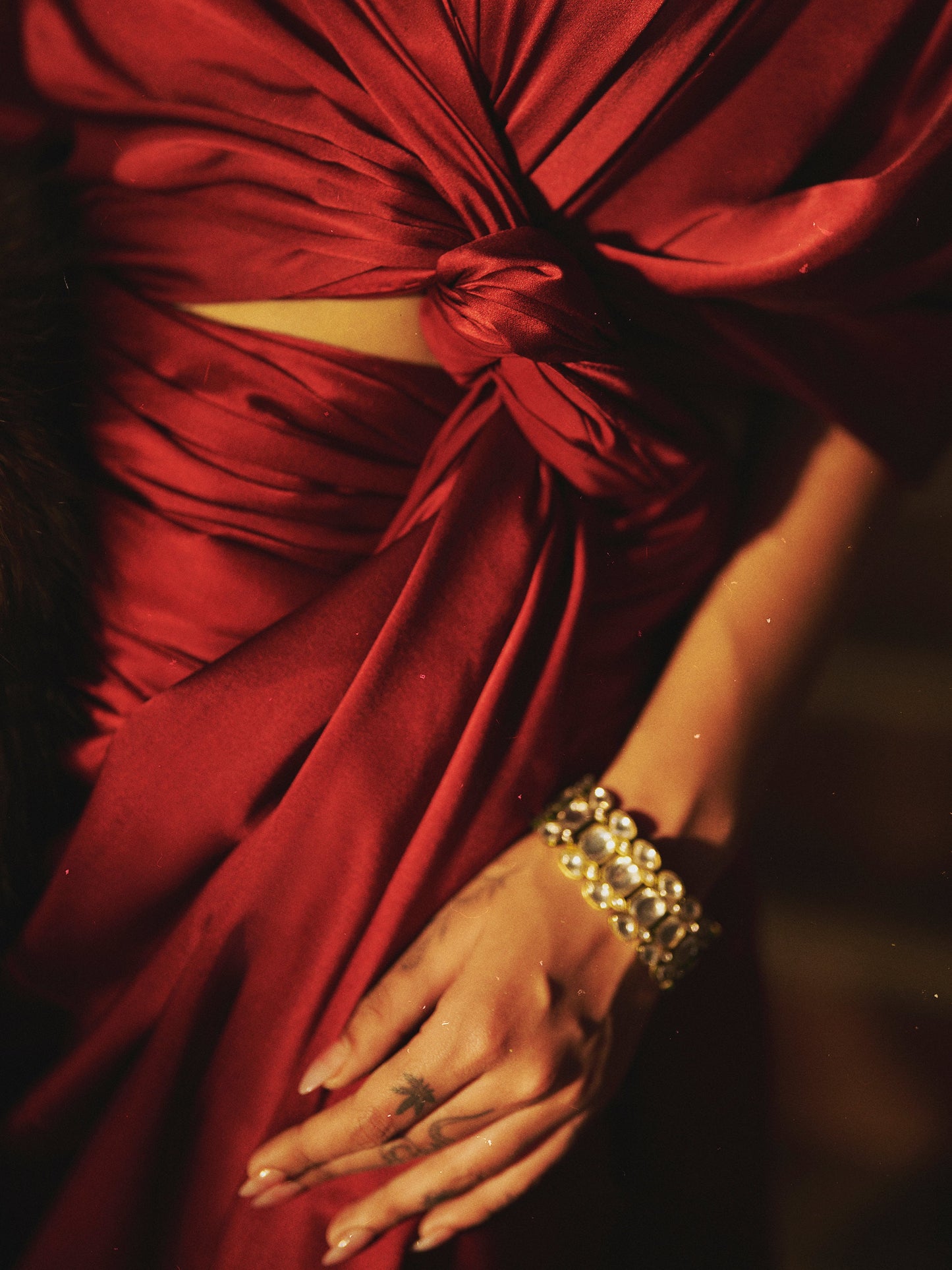 Handwoven Merlot Red Satin Saree