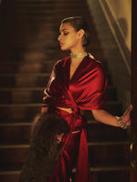 Handwoven Merlot Red Satin Saree