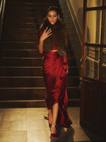 Handwoven Merlot Red Satin Saree
