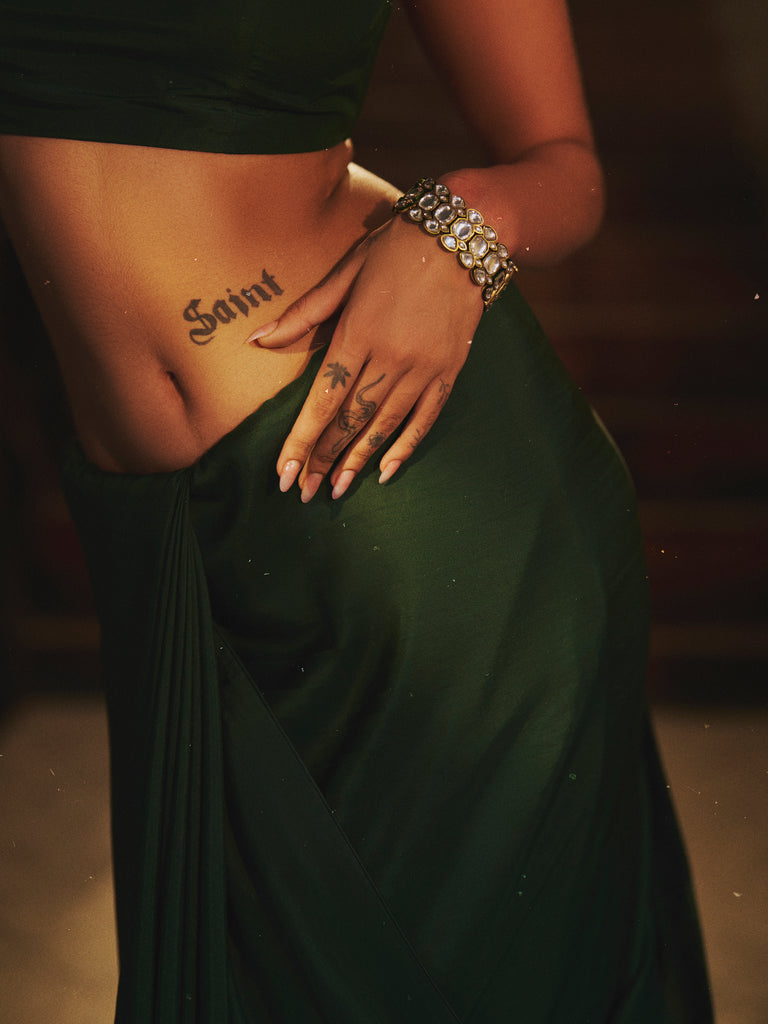 Handwoven Hunter Green Silk Saree