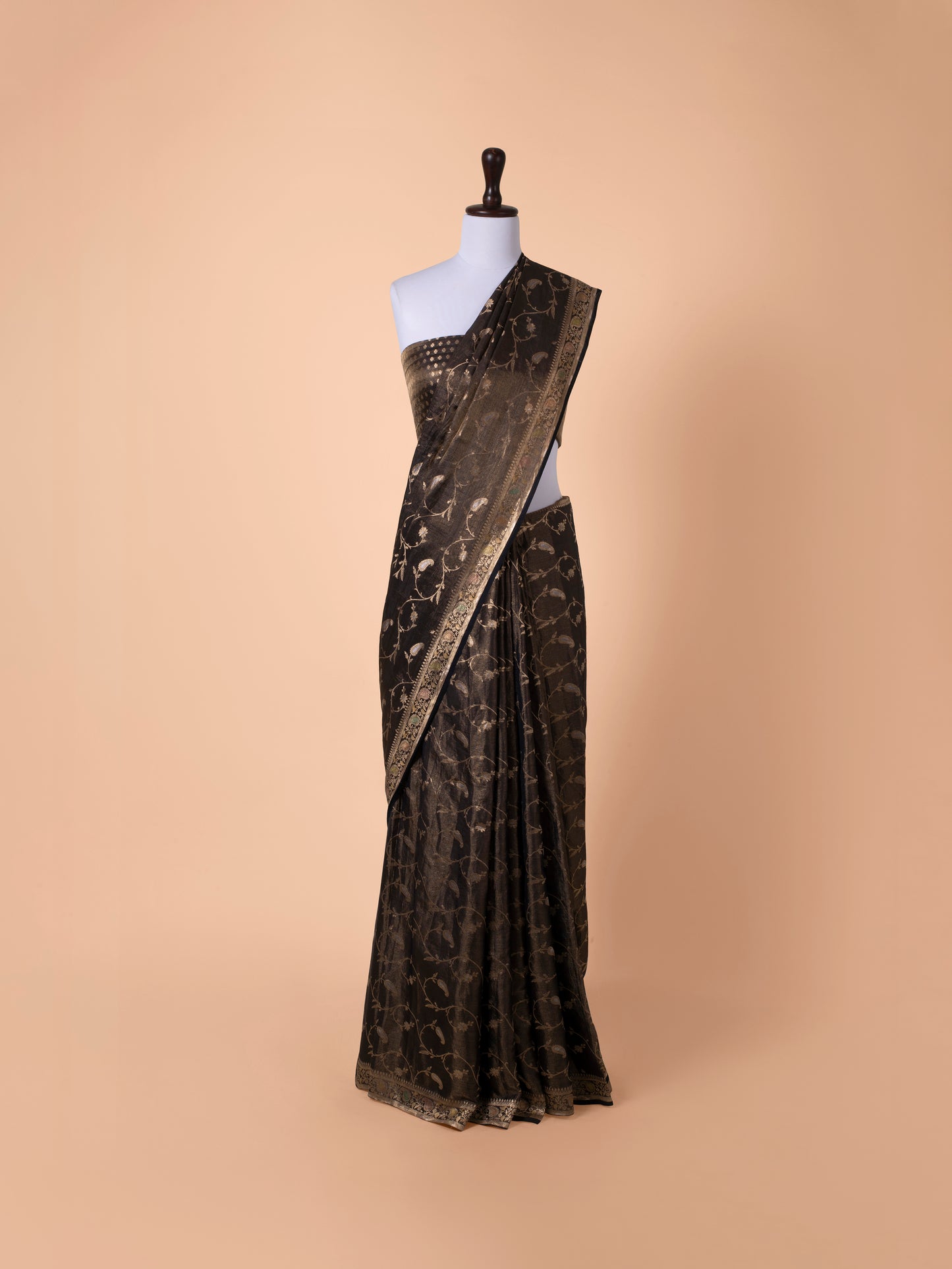 Handwoven Black Tissue Saree